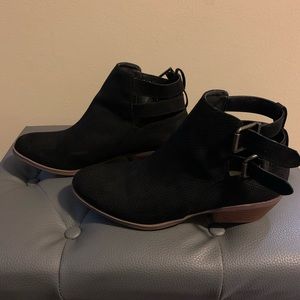 Just Fab Black Suede Flat Ankle Boots